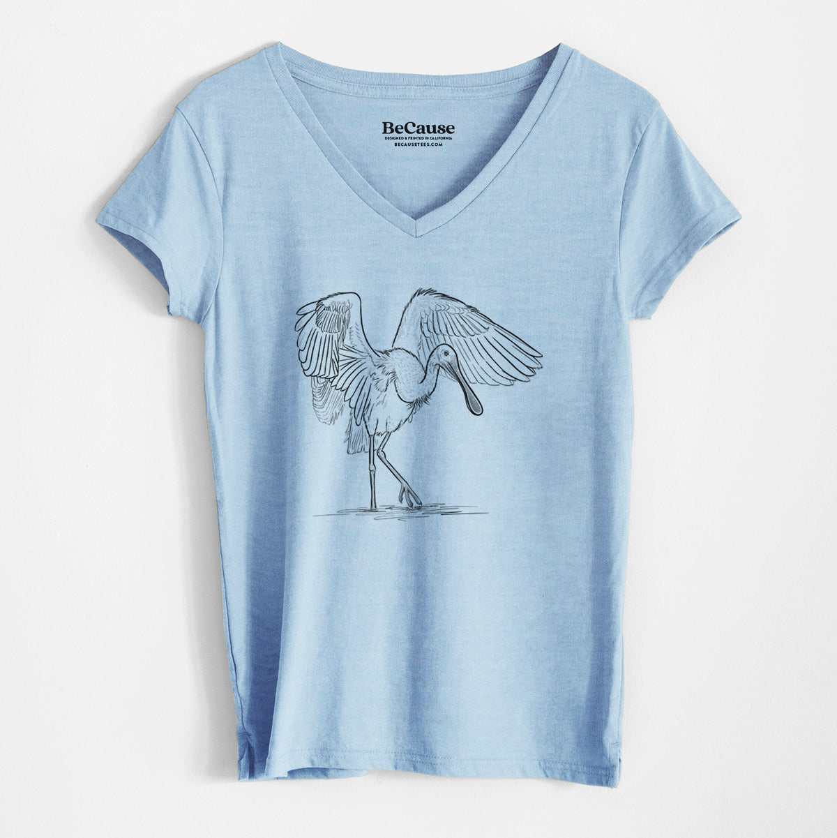 Roseate Spoonbill - Platalea ajaja - Women&#39;s 100% Recycled V-neck