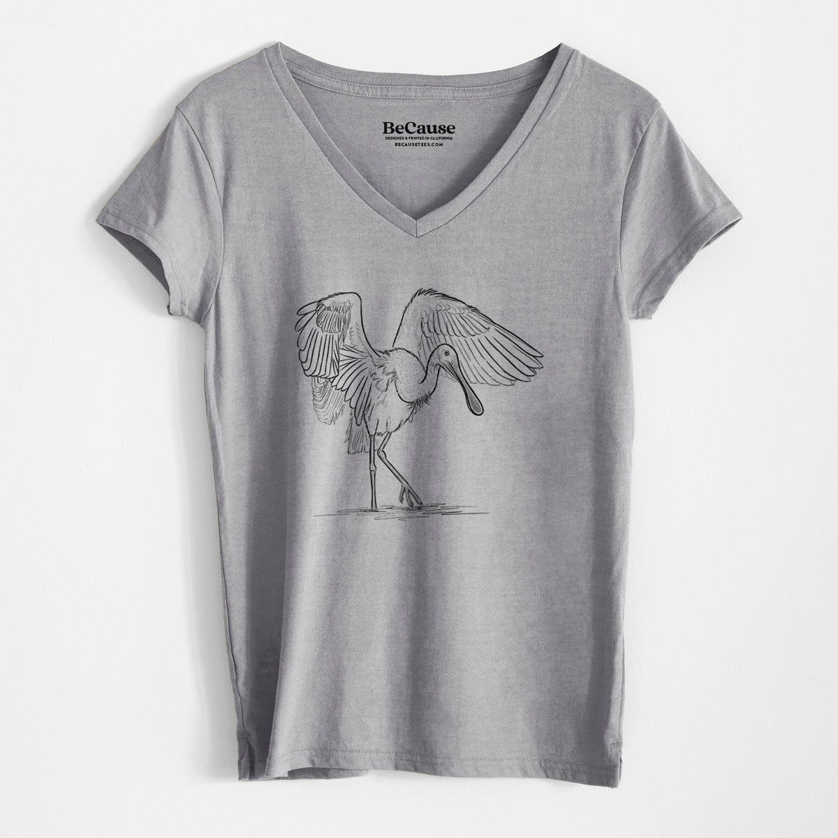 Roseate Spoonbill - Platalea ajaja - Women&#39;s 100% Recycled V-neck