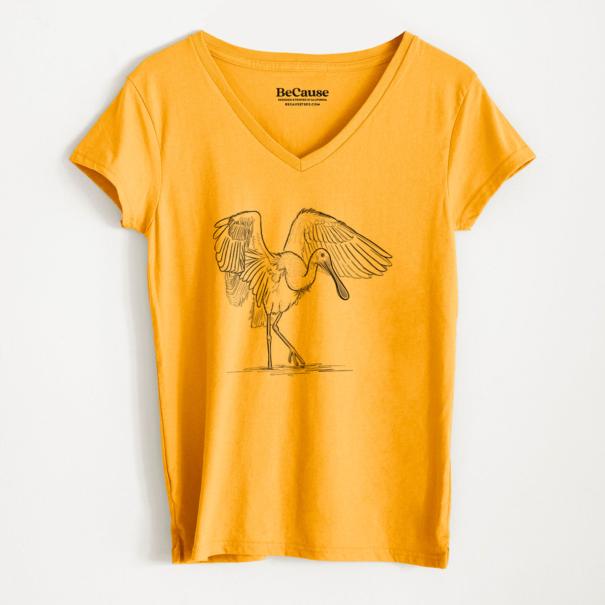 Roseate Spoonbill - Platalea ajaja - Women&#39;s 100% Recycled V-neck