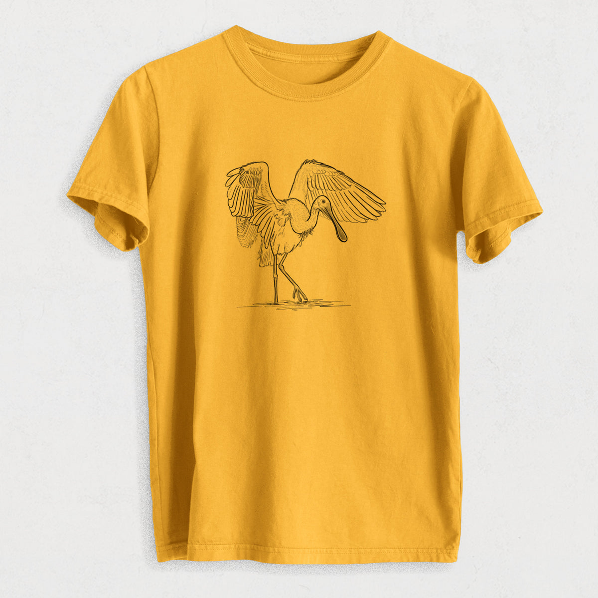 Roseate Spoonbill - Platalea ajaja - Heavyweight Men&#39;s 100% Organic Cotton Tee