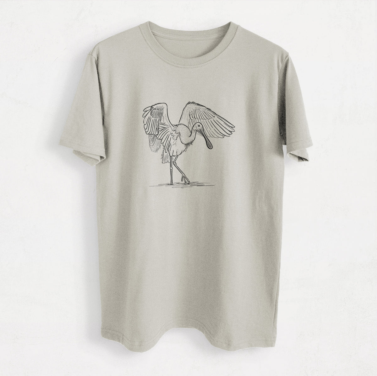 Roseate Spoonbill - Platalea ajaja - Heavyweight Men&#39;s 100% Organic Cotton Tee