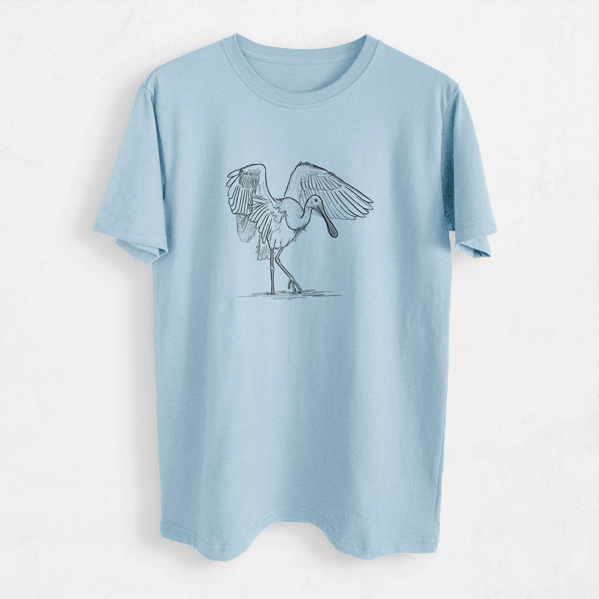 Roseate Spoonbill - Platalea ajaja - Heavyweight Men&#39;s 100% Organic Cotton Tee