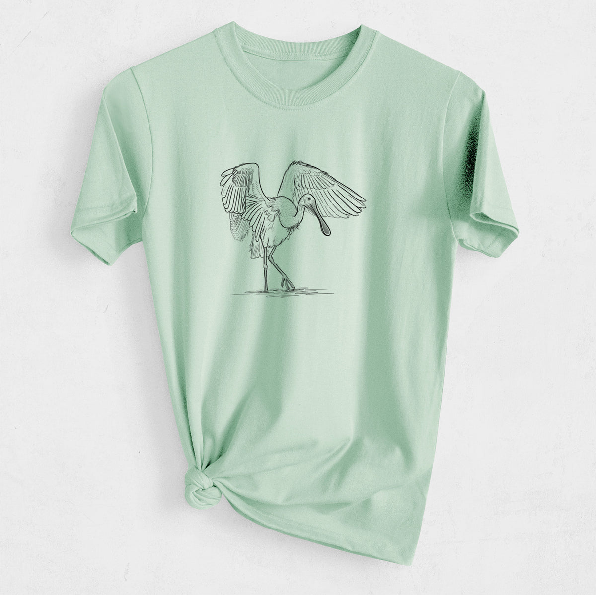 Roseate Spoonbill - Platalea ajaja - Heavyweight Men&#39;s 100% Organic Cotton Tee