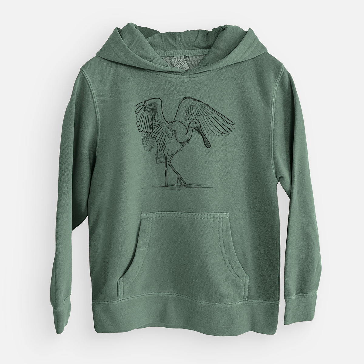 Roseate Spoonbill - Platalea ajaja - Youth Pigment Dyed Hoodie