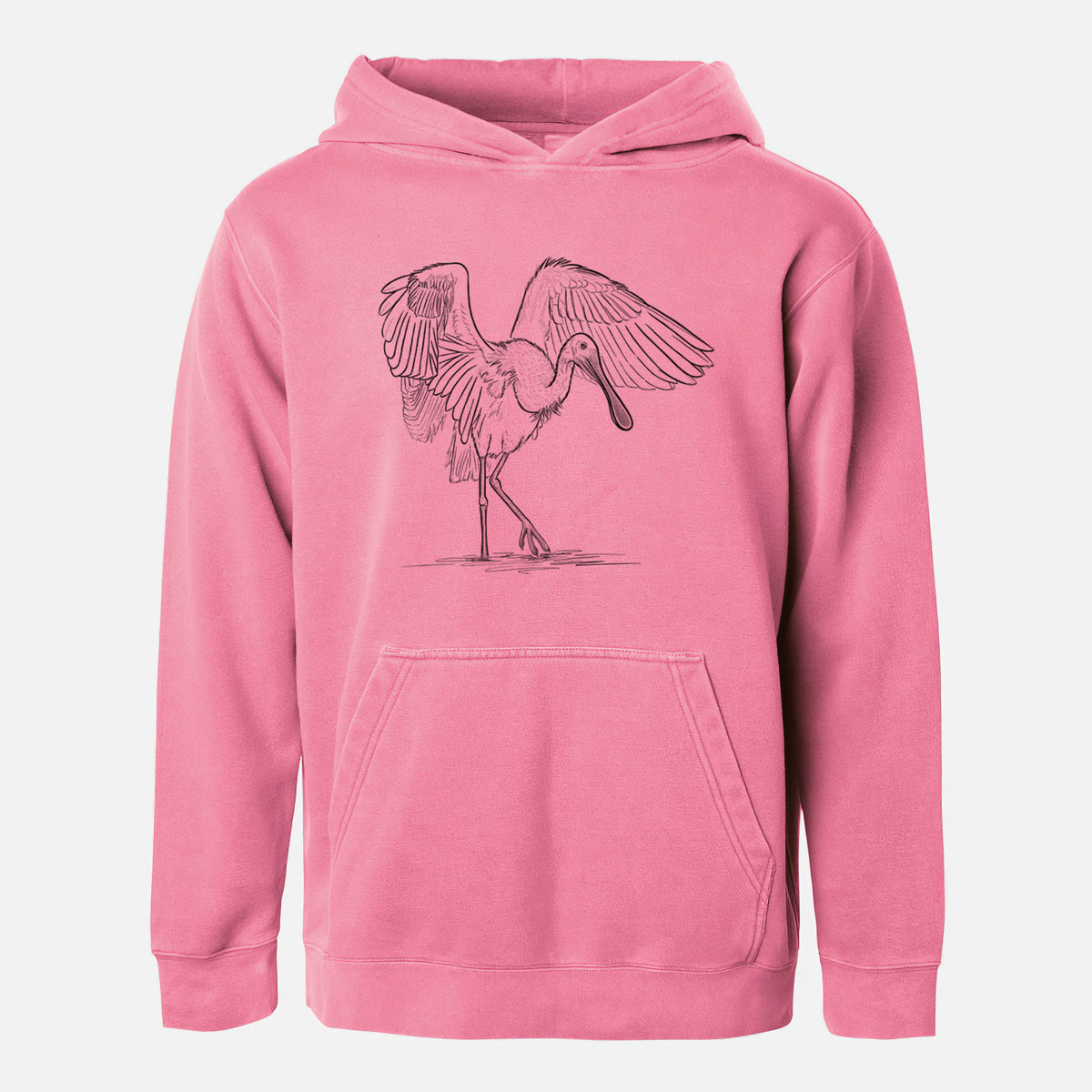 Roseate Spoonbill - Platalea ajaja - Youth Pigment Dyed Hoodie