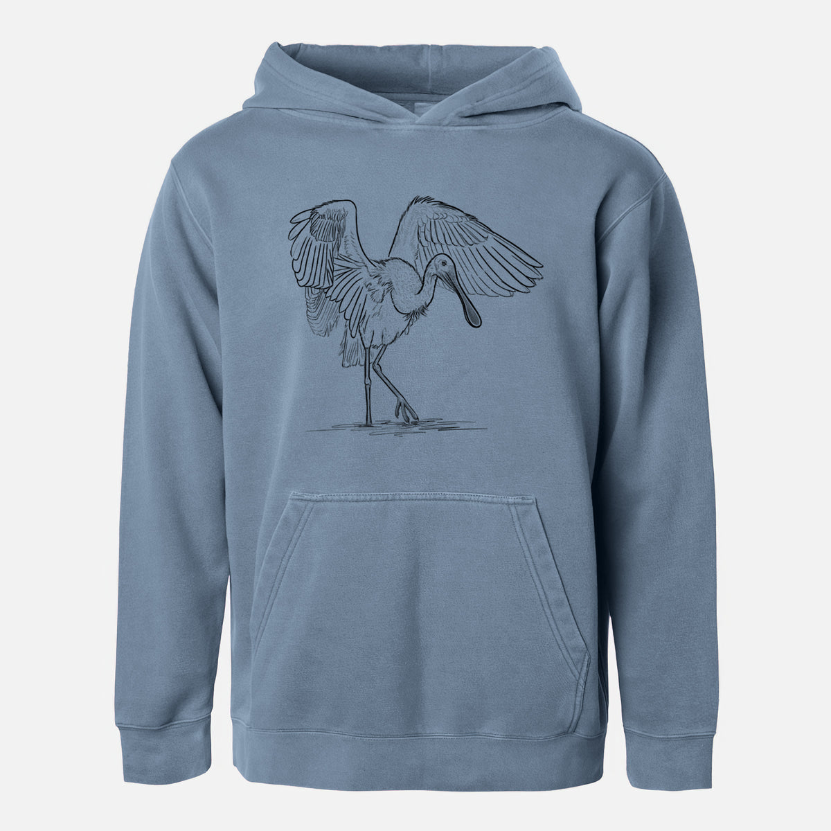 Roseate Spoonbill - Platalea ajaja - Youth Pigment Dyed Hoodie