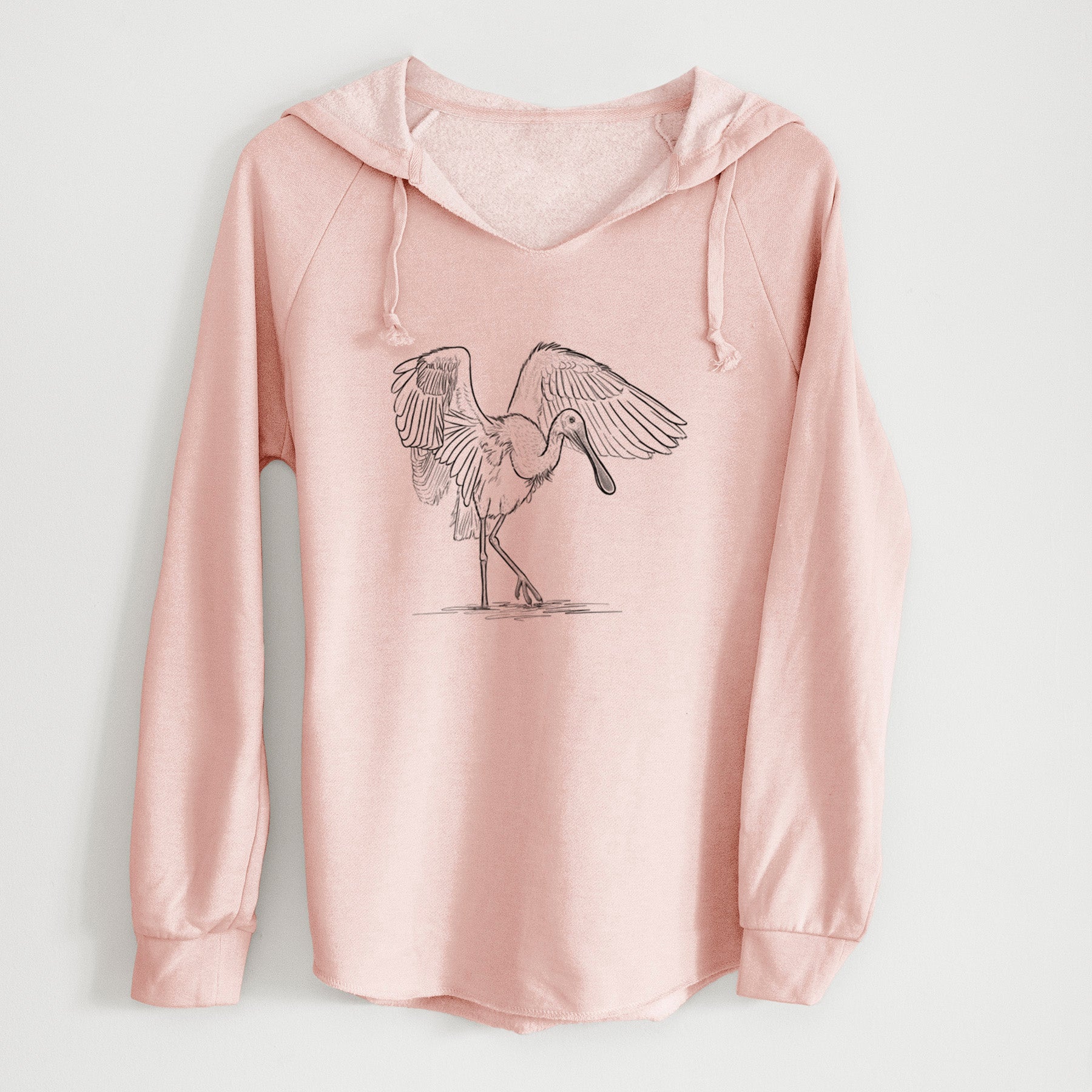 Roseate Spoonbill - Platalea ajaja - Cali Wave Hooded Sweatshirt