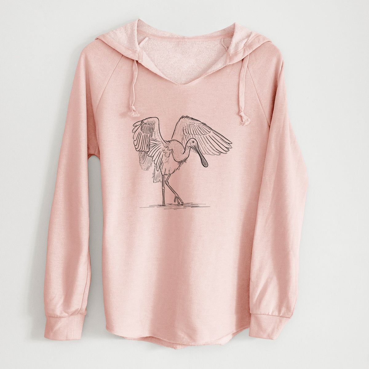 Roseate Spoonbill - Platalea ajaja - Cali Wave Hooded Sweatshirt