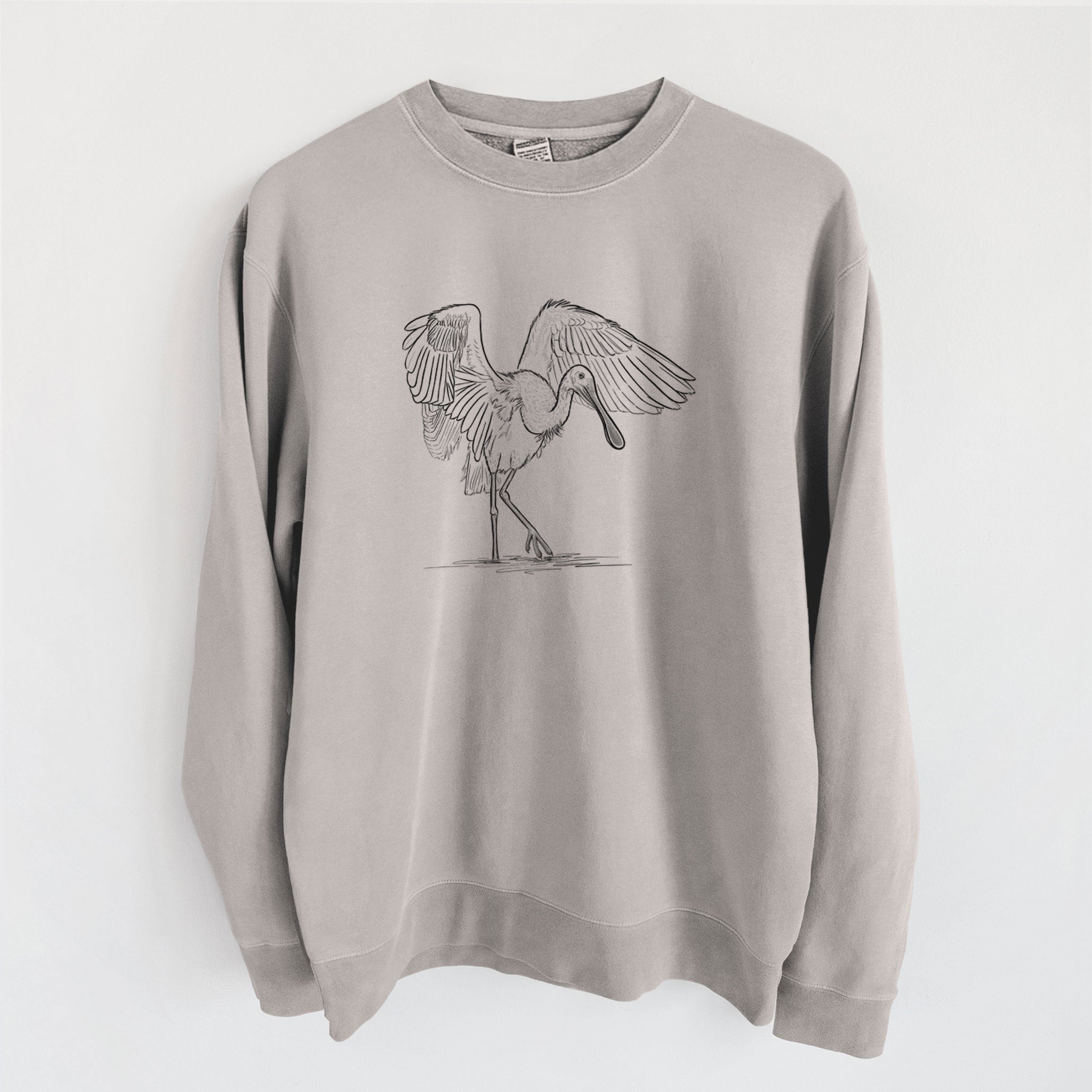 Roseate Spoonbill - Platalea ajaja - Unisex Pigment Dyed Crew Sweatshirt
