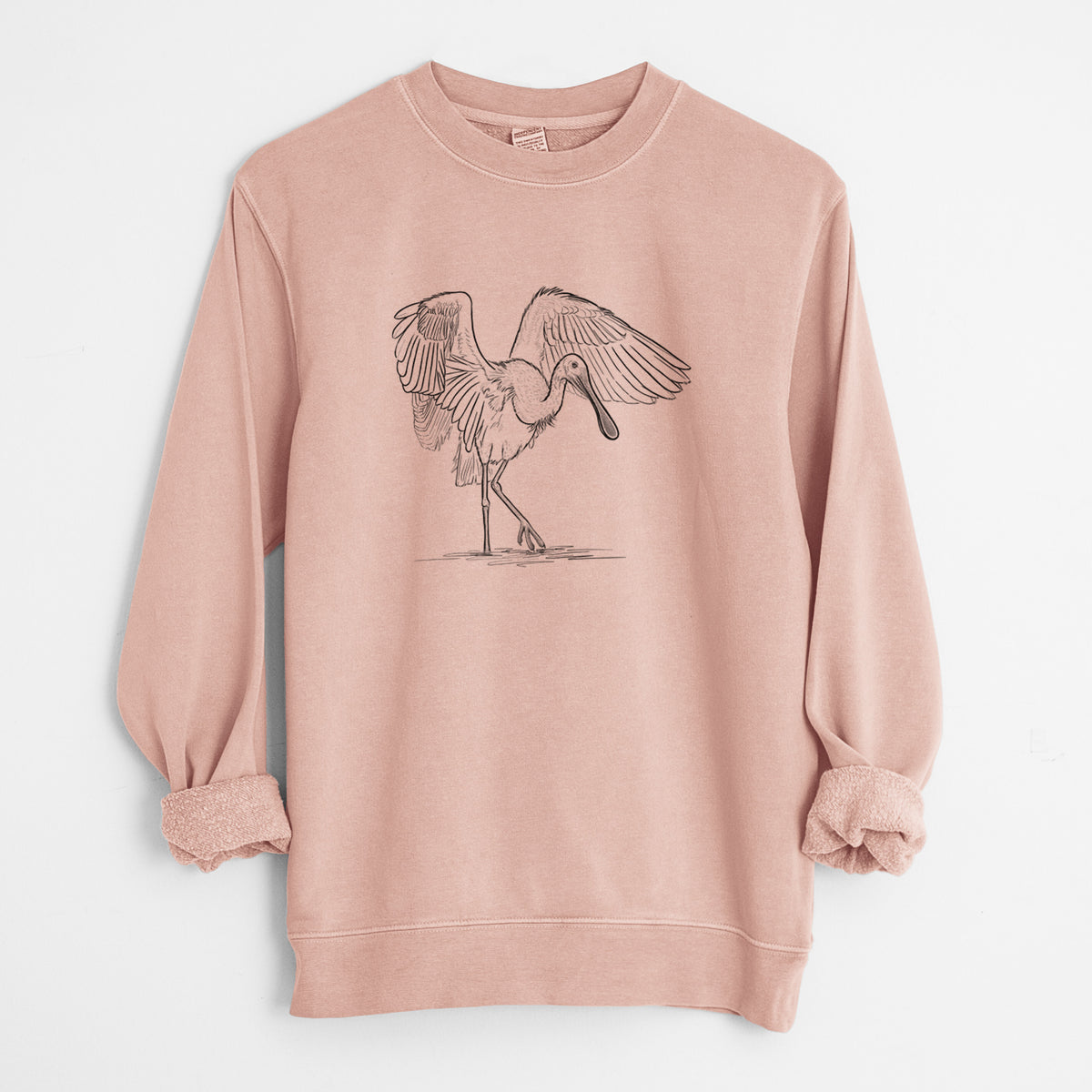 Roseate Spoonbill - Platalea ajaja - Unisex Pigment Dyed Crew Sweatshirt