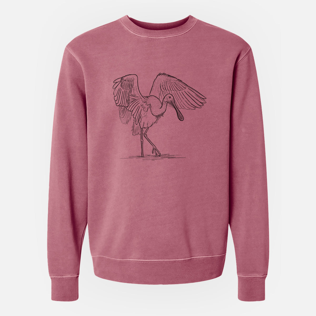 Roseate Spoonbill - Platalea ajaja - Unisex Pigment Dyed Crew Sweatshirt