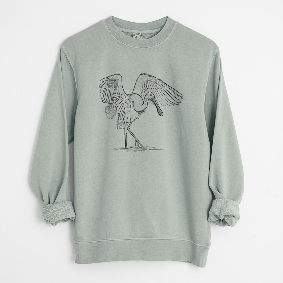 Roseate Spoonbill - Platalea ajaja - Unisex Pigment Dyed Crew Sweatshirt