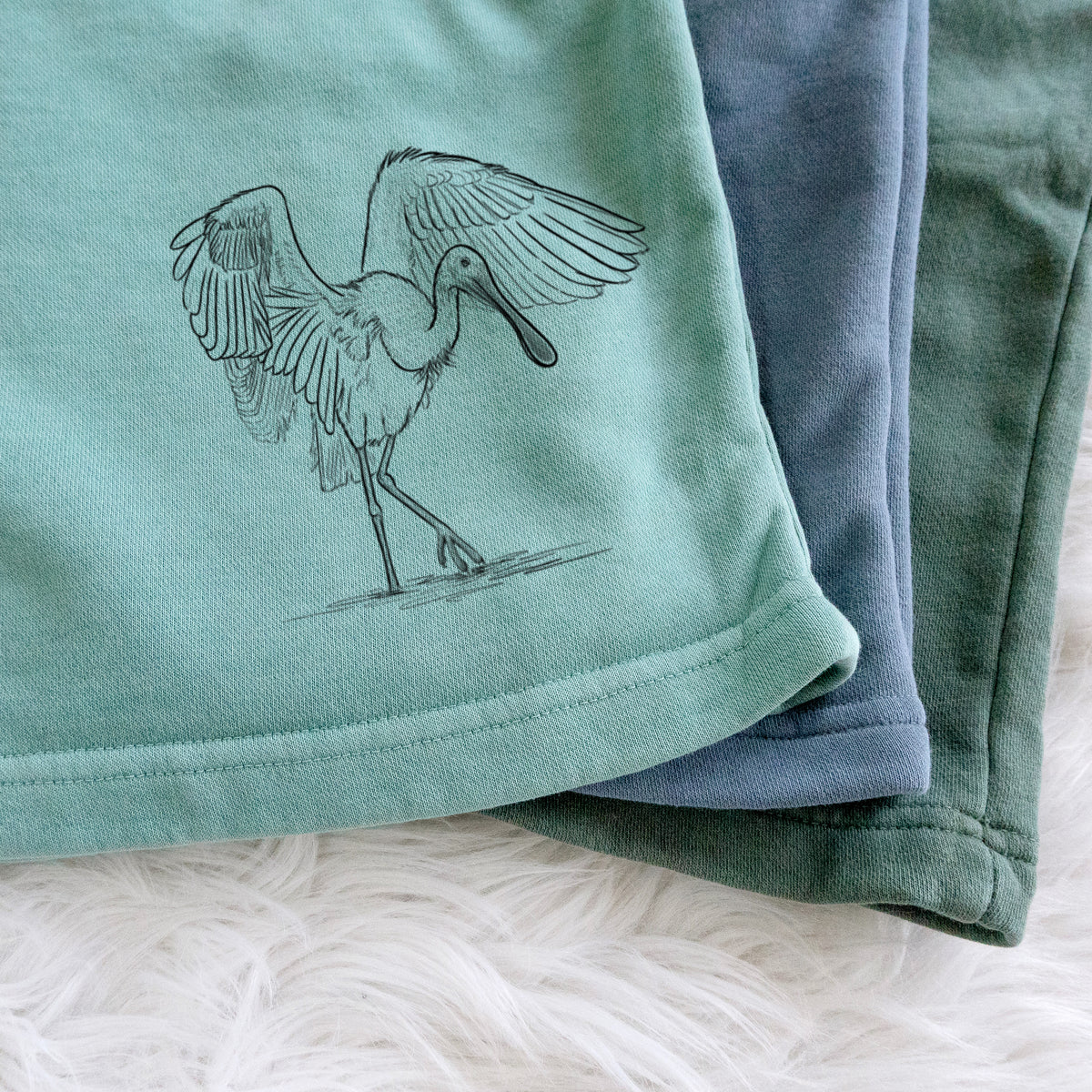 Roseate Spoonbill - Platalea ajaja - Unisex Pigment Dyed Shorts