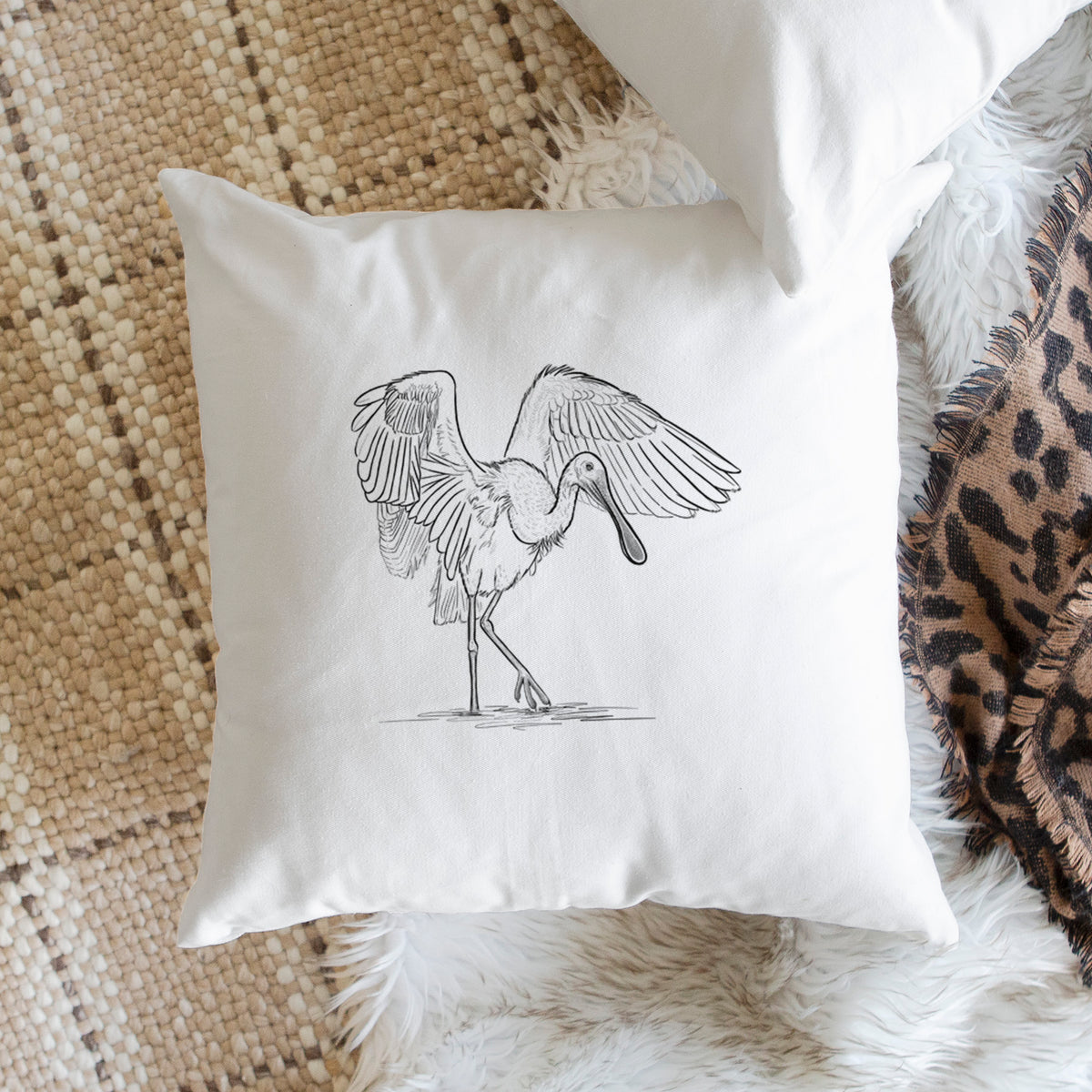 Roseate Spoonbill - Platalea ajaja - Throw Pillow Cover