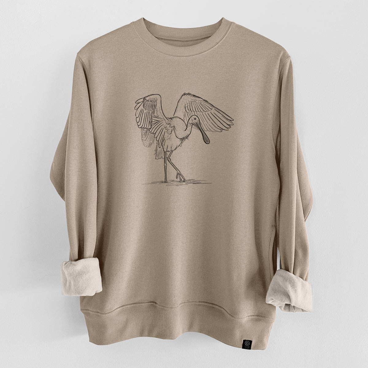 Roseate Spoonbill - Platalea ajaja  - Unisex Reclaimed Crewneck Sweatshirt