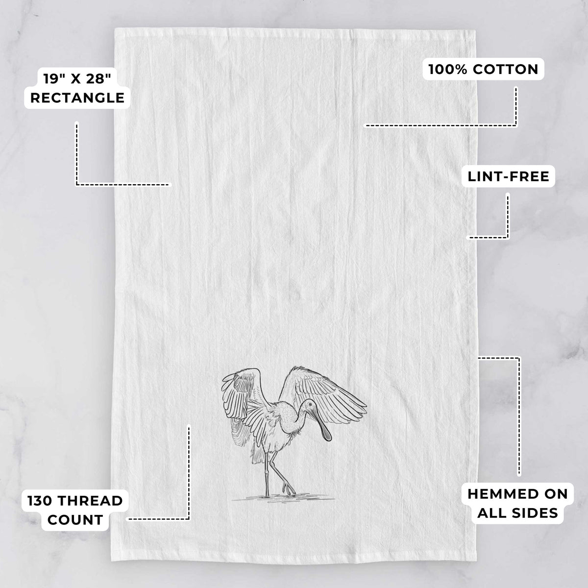 Roseate Spoonbill - Platalea ajaja Tea Towel