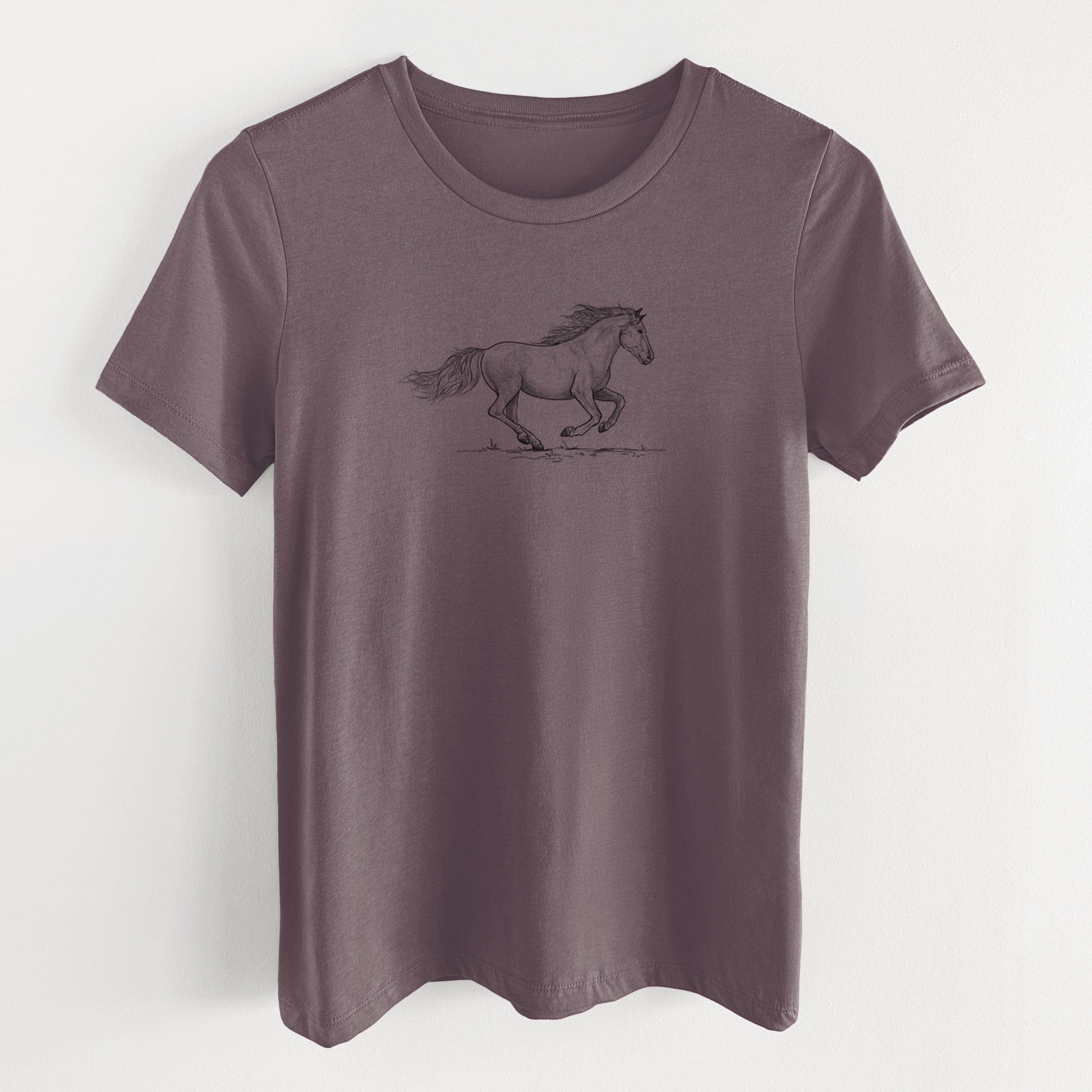 Running Mustang - Women's Lightweight Relaxed Fit 100% Cotton Crewneck