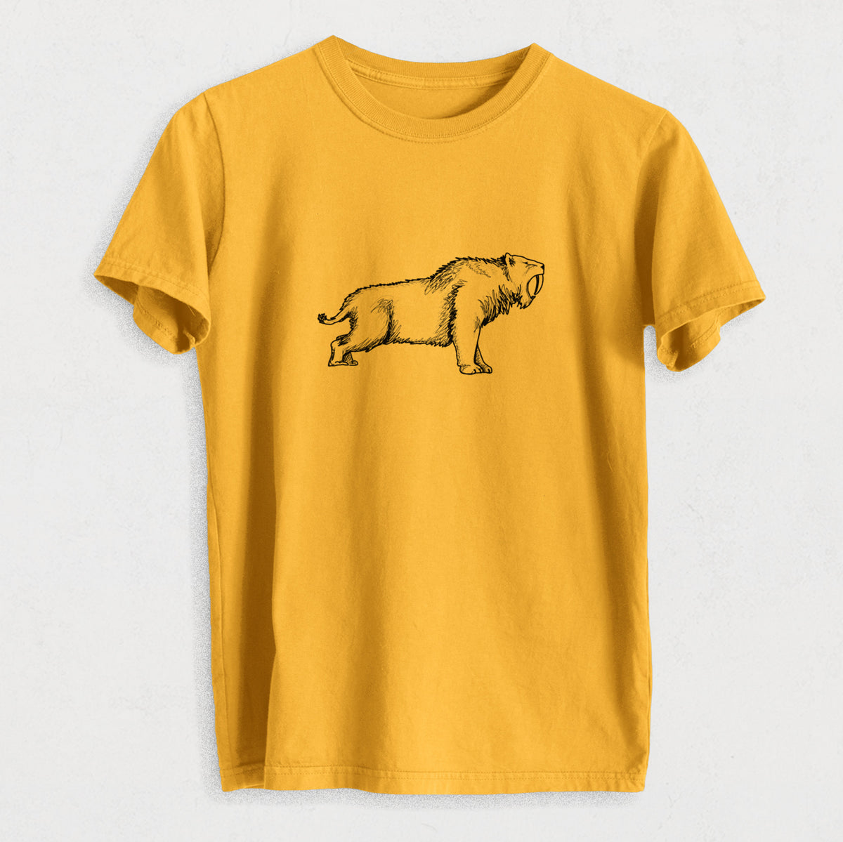 Saber-toothed Tiger - Smilodon - Heavyweight Men&#39;s 100% Organic Cotton Tee
