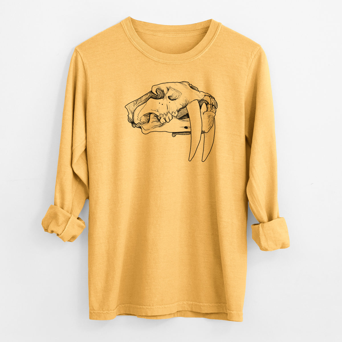 Saber-toothed Tiger Skull - Men&#39;s Heavyweight 100% Cotton Long Sleeve