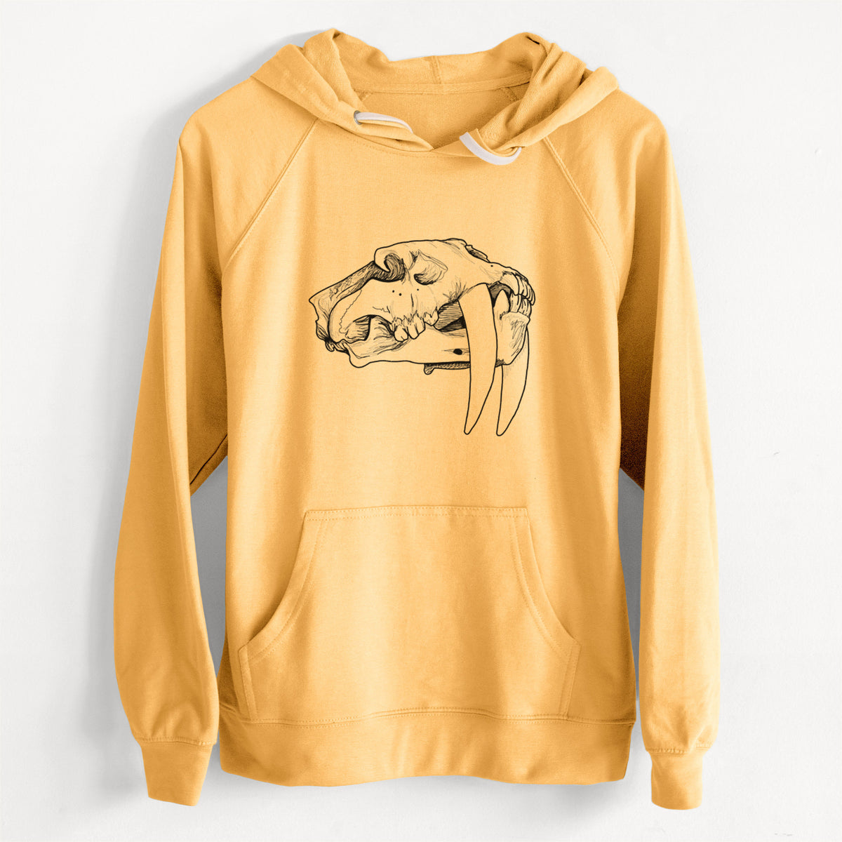 CLEARANCE - Saber-toothed Tiger Skull  - Unisex Slim Fit Loopback Terry Hoodie