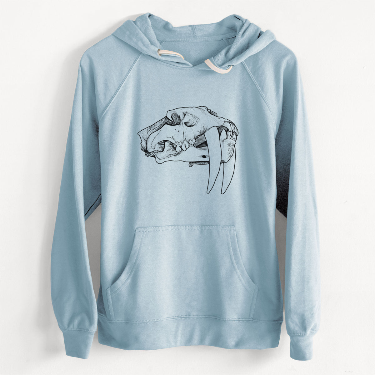 CLEARANCE - Saber-toothed Tiger Skull  - Unisex Slim Fit Loopback Terry Hoodie