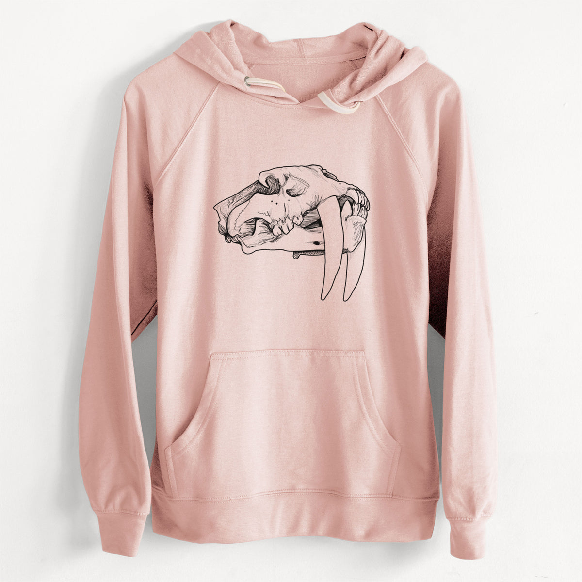 CLEARANCE - Saber-toothed Tiger Skull  - Unisex Slim Fit Loopback Terry Hoodie