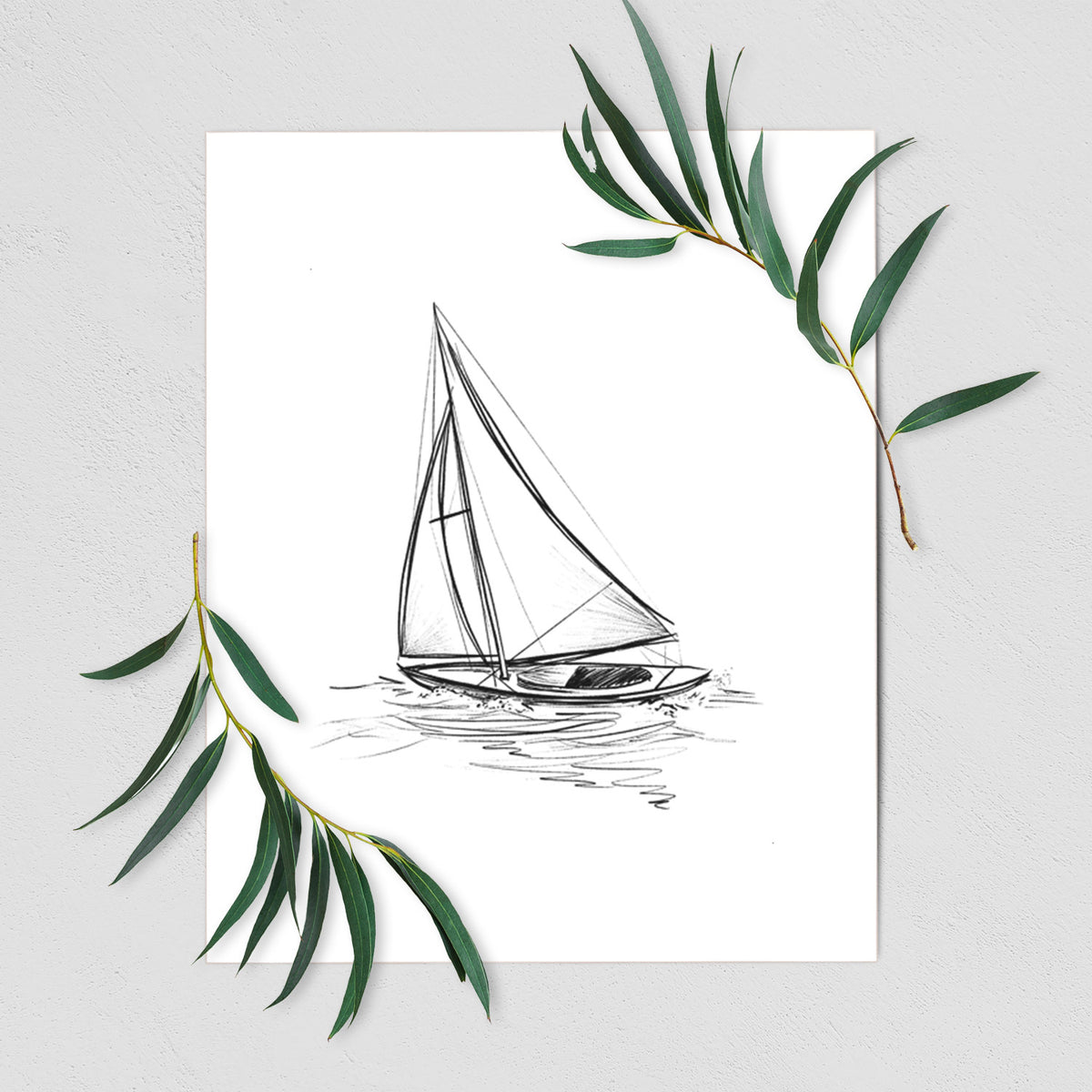 Heading Coastward - Sloop Sailboat - Fine Art Print