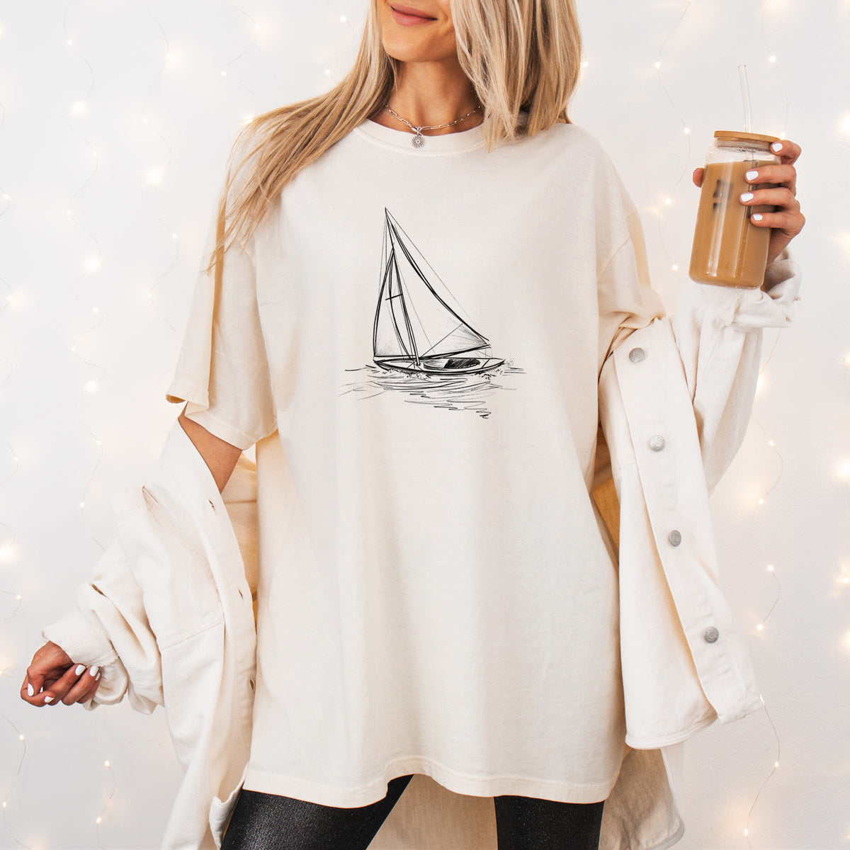 Heading Coastward - Sloop Sailboat - Unisex Comfort Colors Garment-Dyed Heavyweight T-shirt