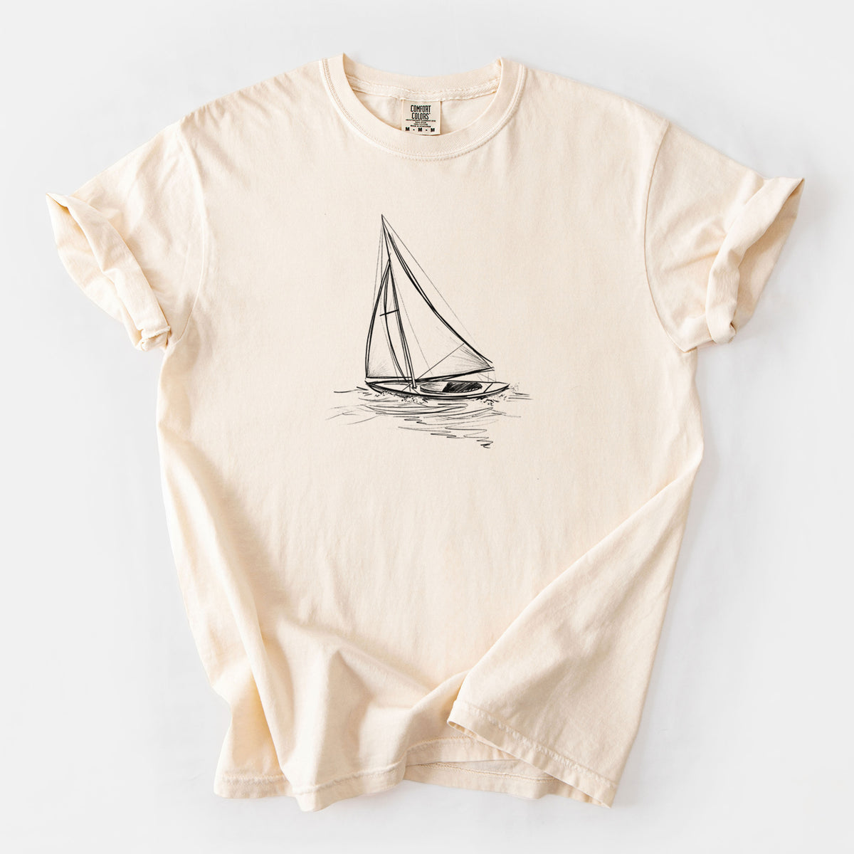 Heading Coastward - Sloop Sailboat - Unisex Comfort Colors Garment-Dyed Heavyweight T-shirt