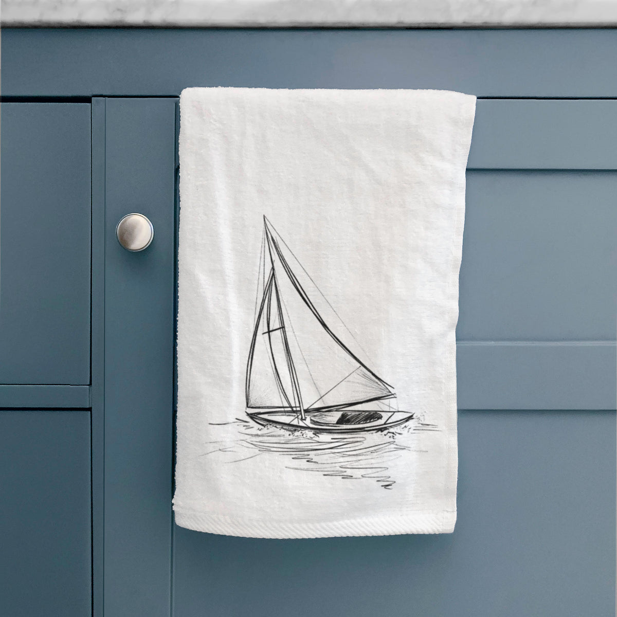 Heading Coastward - Sloop Sailboat Premium Decorative Hand Towel