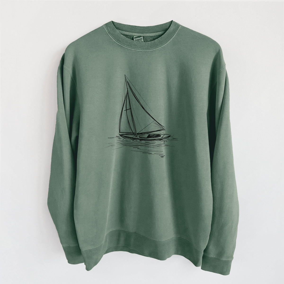 Heading Coastward - Sloop Sailboat - Unisex Pigment Dyed Crew Sweatshirt