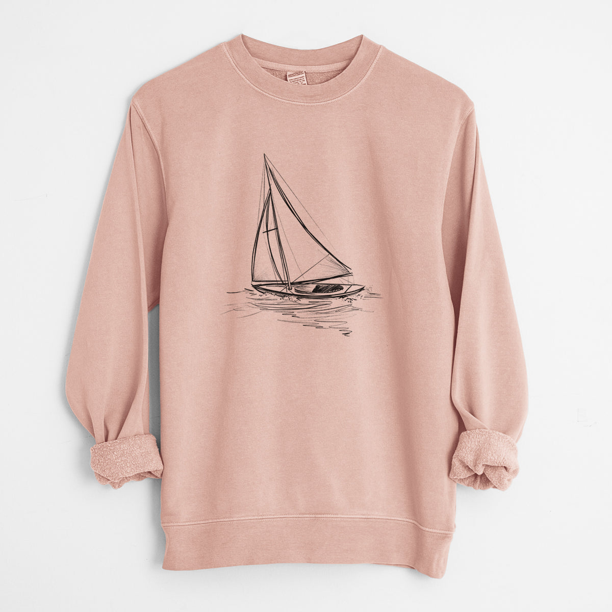 Heading Coastward - Sloop Sailboat - Unisex Pigment Dyed Crew Sweatshirt