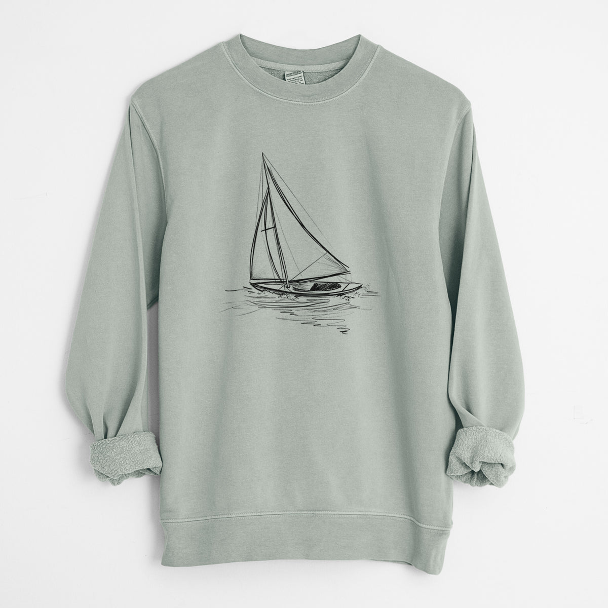 Heading Coastward - Sloop Sailboat - Unisex Pigment Dyed Crew Sweatshirt