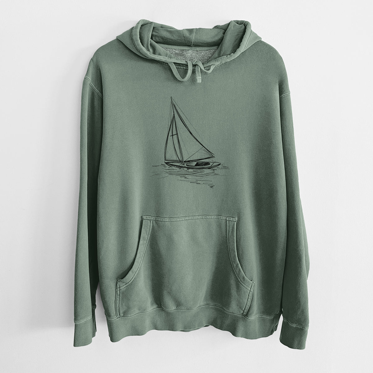 Heading Coastward - Sloop Sailboat - Unisex Pigment Dyed Hoodie