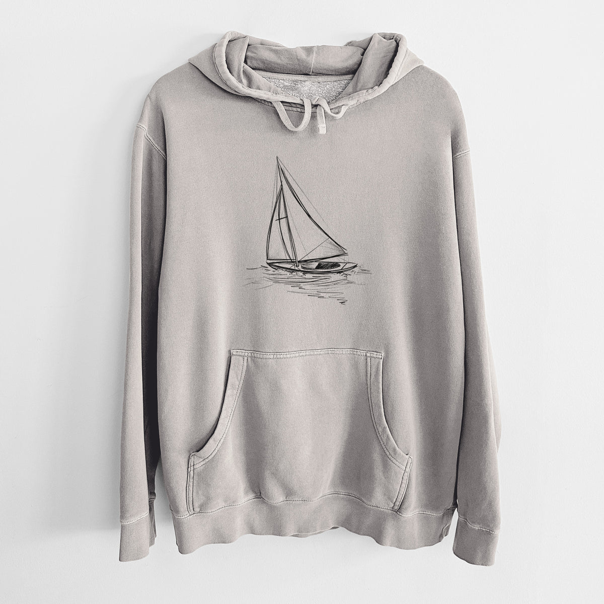 Heading Coastward - Sloop Sailboat - Unisex Pigment Dyed Hoodie
