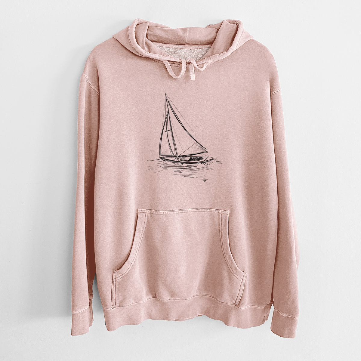 Heading Coastward - Sloop Sailboat - Unisex Pigment Dyed Hoodie