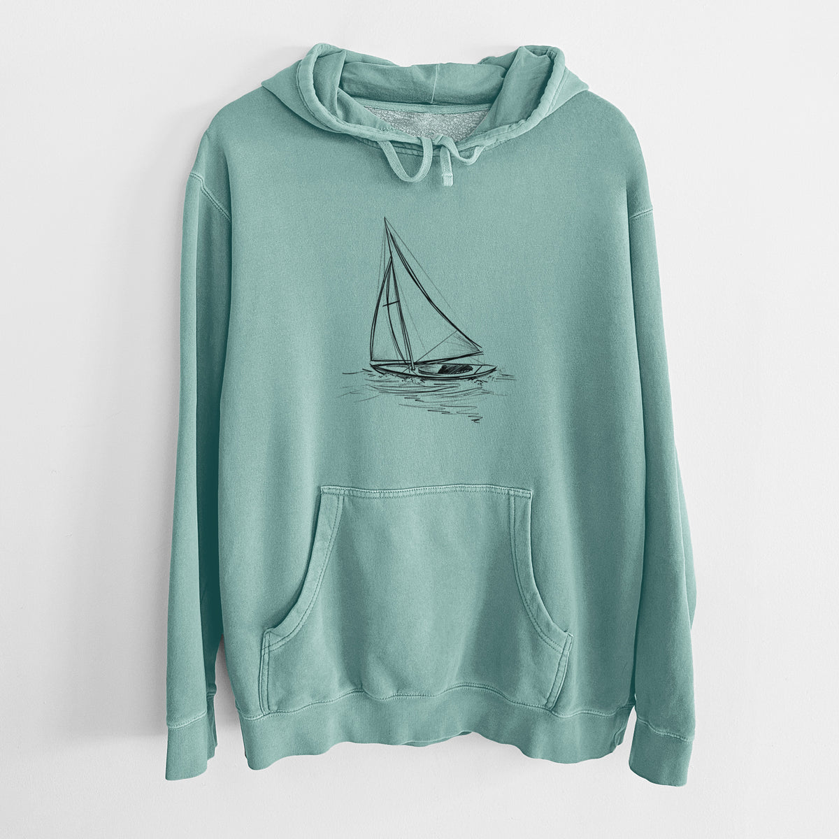 Heading Coastward - Sloop Sailboat - Unisex Pigment Dyed Hoodie