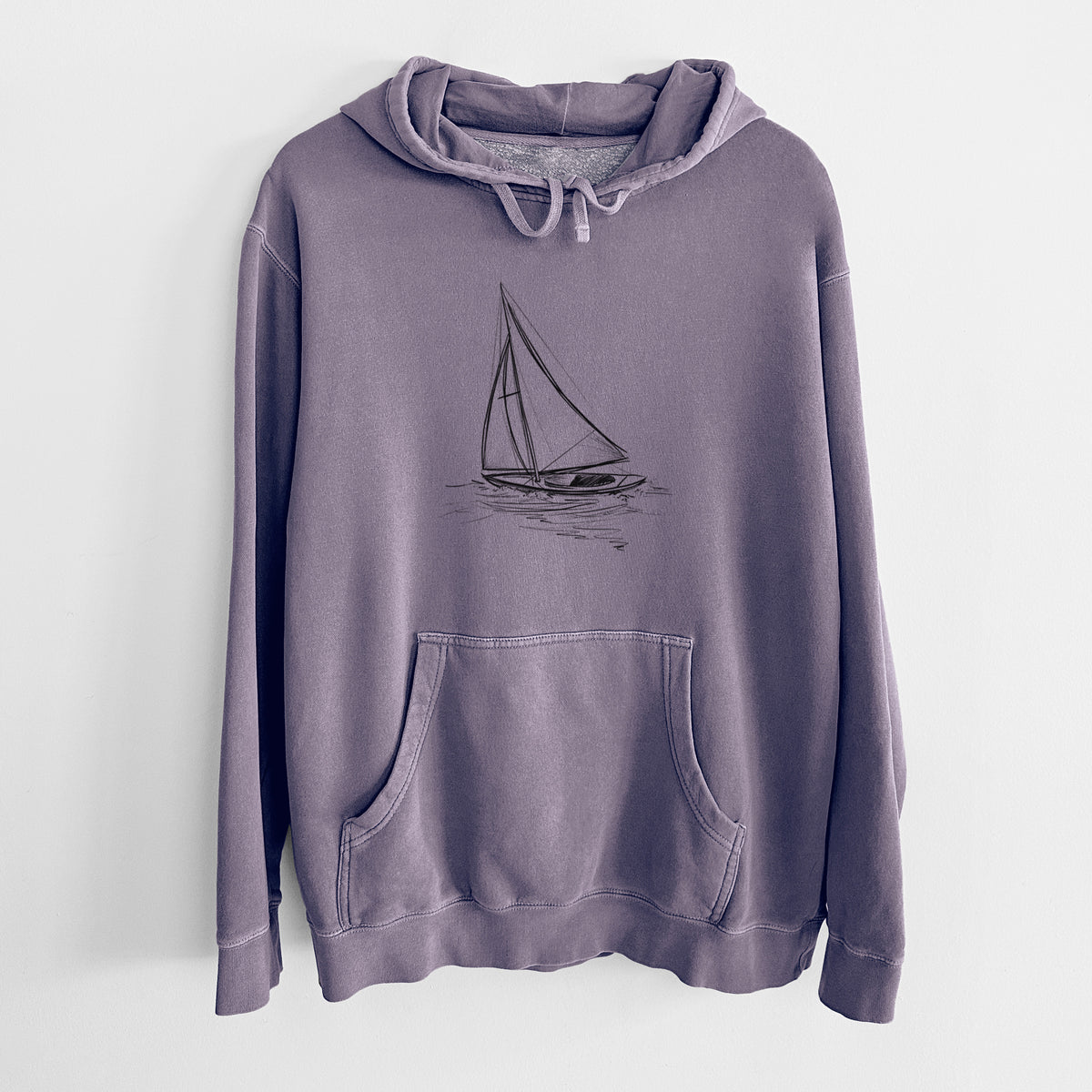 Heading Coastward - Sloop Sailboat - Unisex Pigment Dyed Hoodie