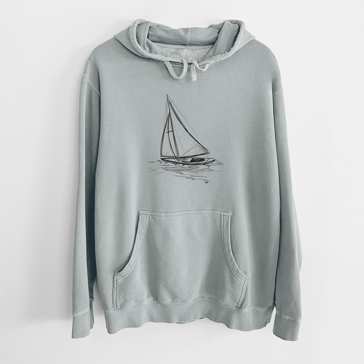 Heading Coastward - Sloop Sailboat - Unisex Pigment Dyed Hoodie