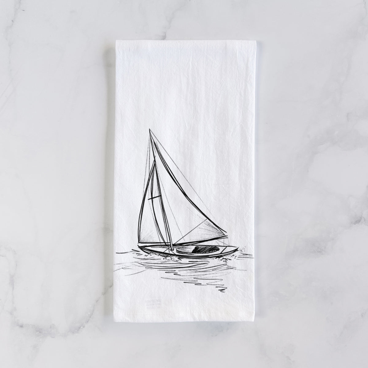 Heading Coastward - Sloop Sailboat Tea Towel