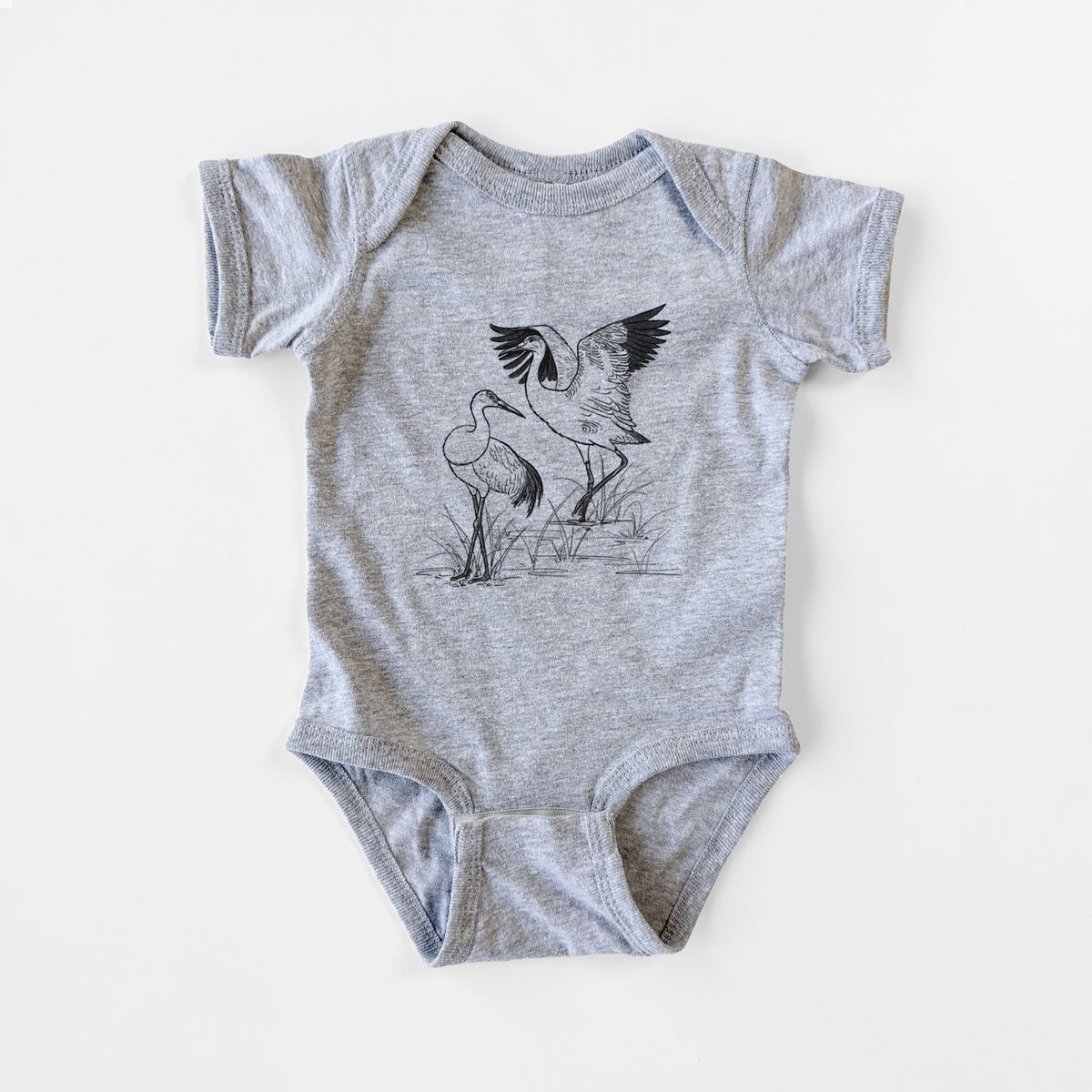 Sandhills Cranes - Grus canadensis - Baby Fine Jersey Bodysuit
