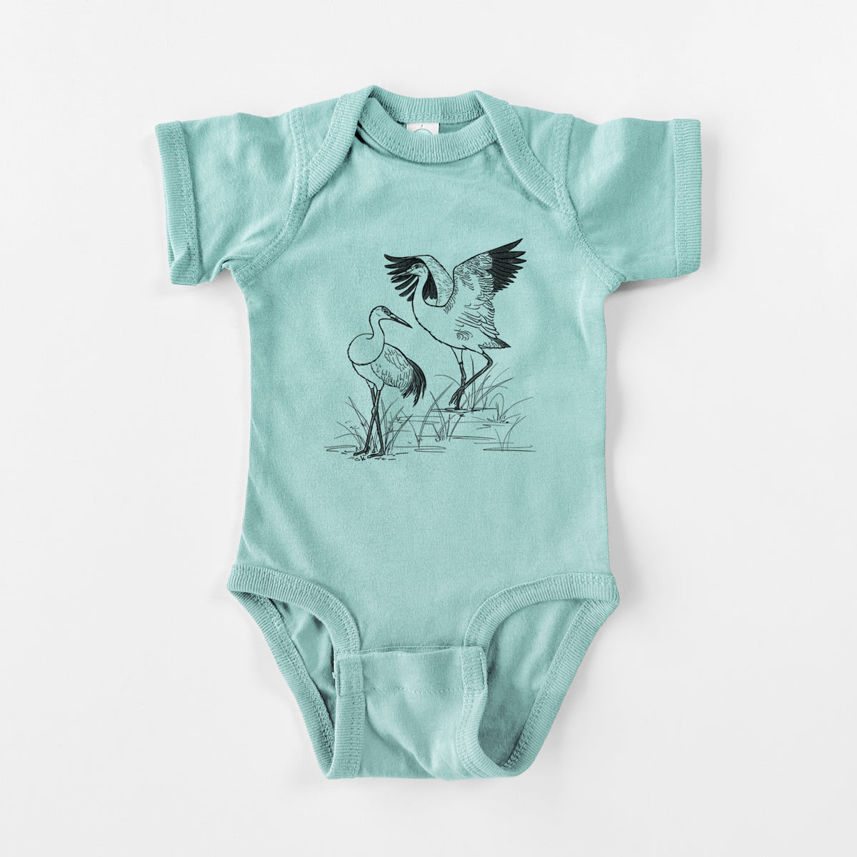 Sandhills Cranes - Grus canadensis - Baby Fine Jersey Bodysuit