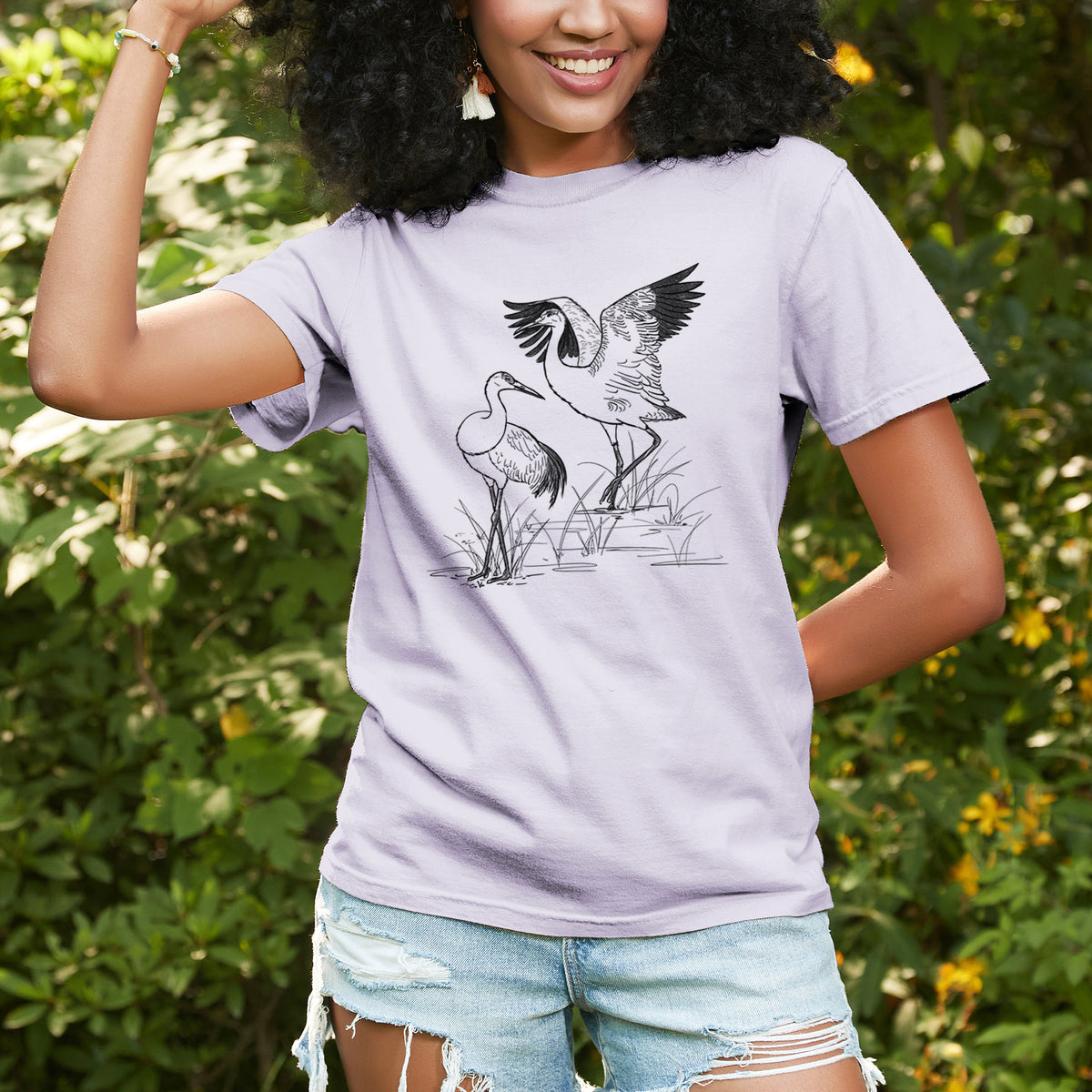 Sandhills Cranes - Grus canadensis - Unisex Comfort Colors Garment-Dyed Heavyweight T-shirt