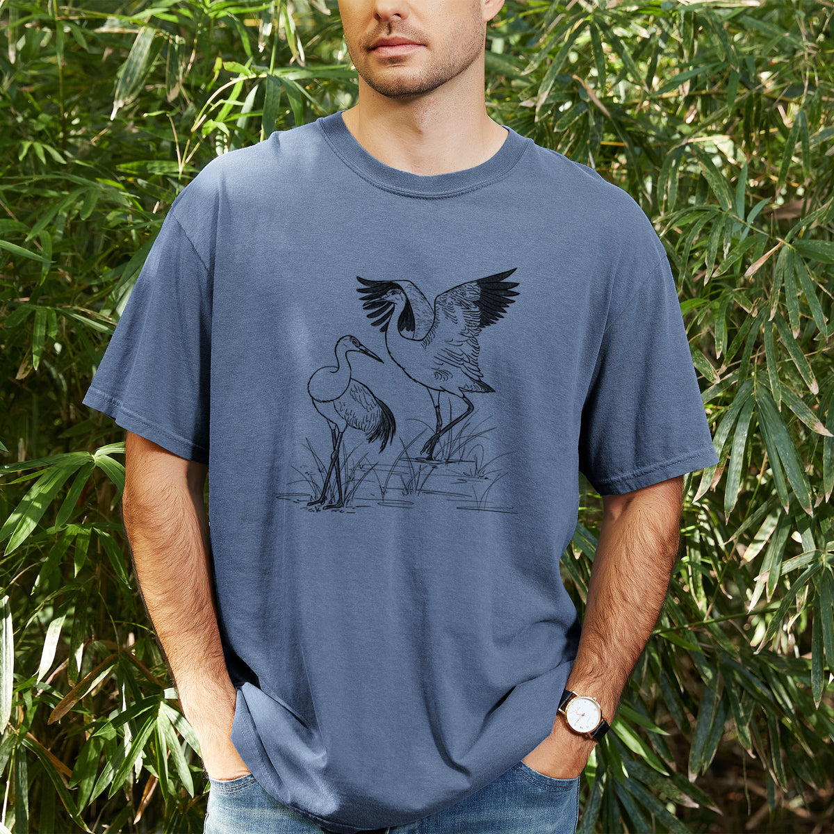 Sandhills Cranes - Grus canadensis - Unisex Comfort Colors Garment-Dyed Heavyweight T-shirt