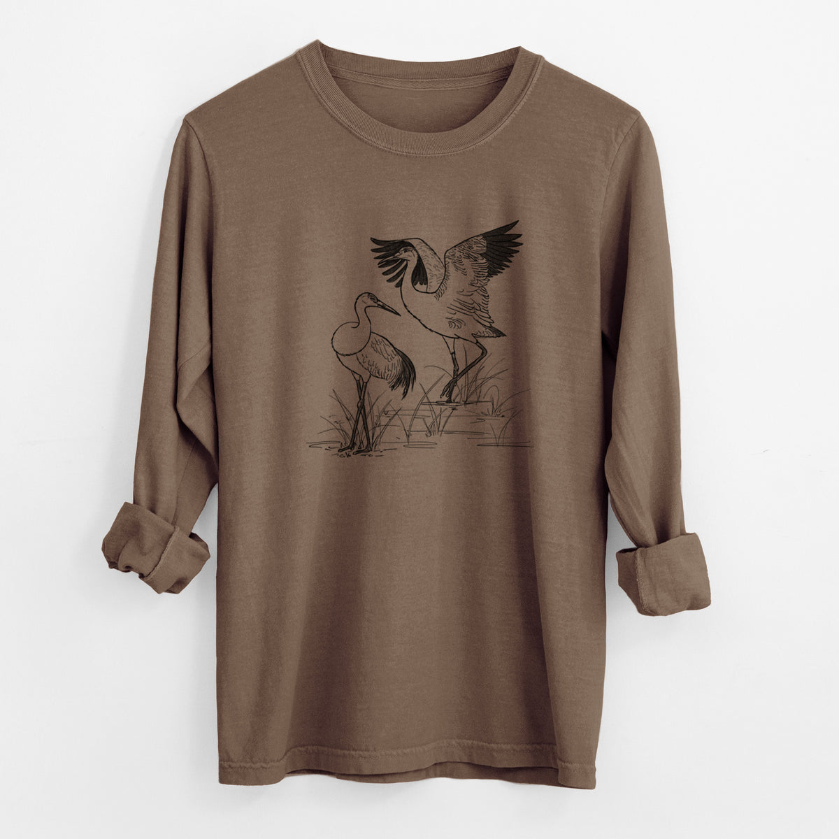 Sandhills Cranes - Grus canadensis - Unisex Comfort Colors 100% Cotton Long Sleeve