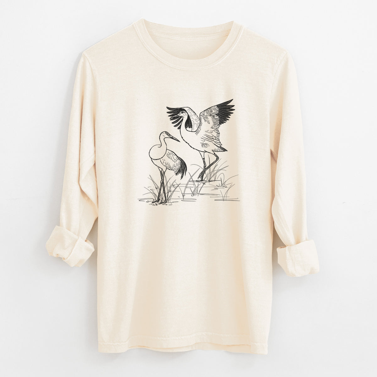 Sandhills Cranes - Grus canadensis - Unisex Comfort Colors 100% Cotton Long Sleeve