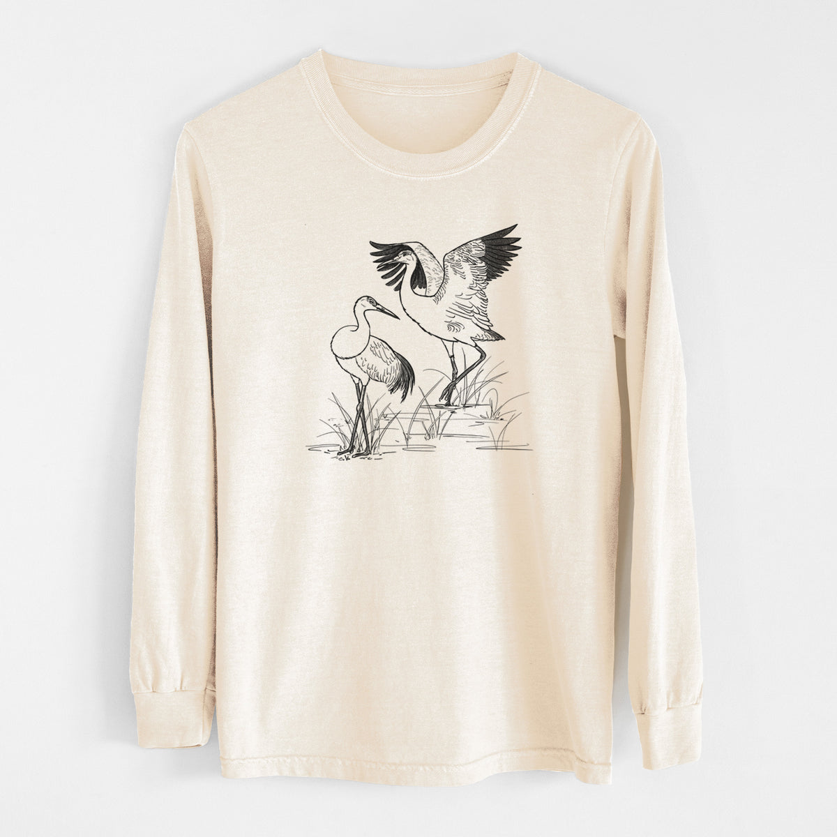 Sandhills Cranes - Grus canadensis - Unisex Comfort Colors 100% Cotton Long Sleeve