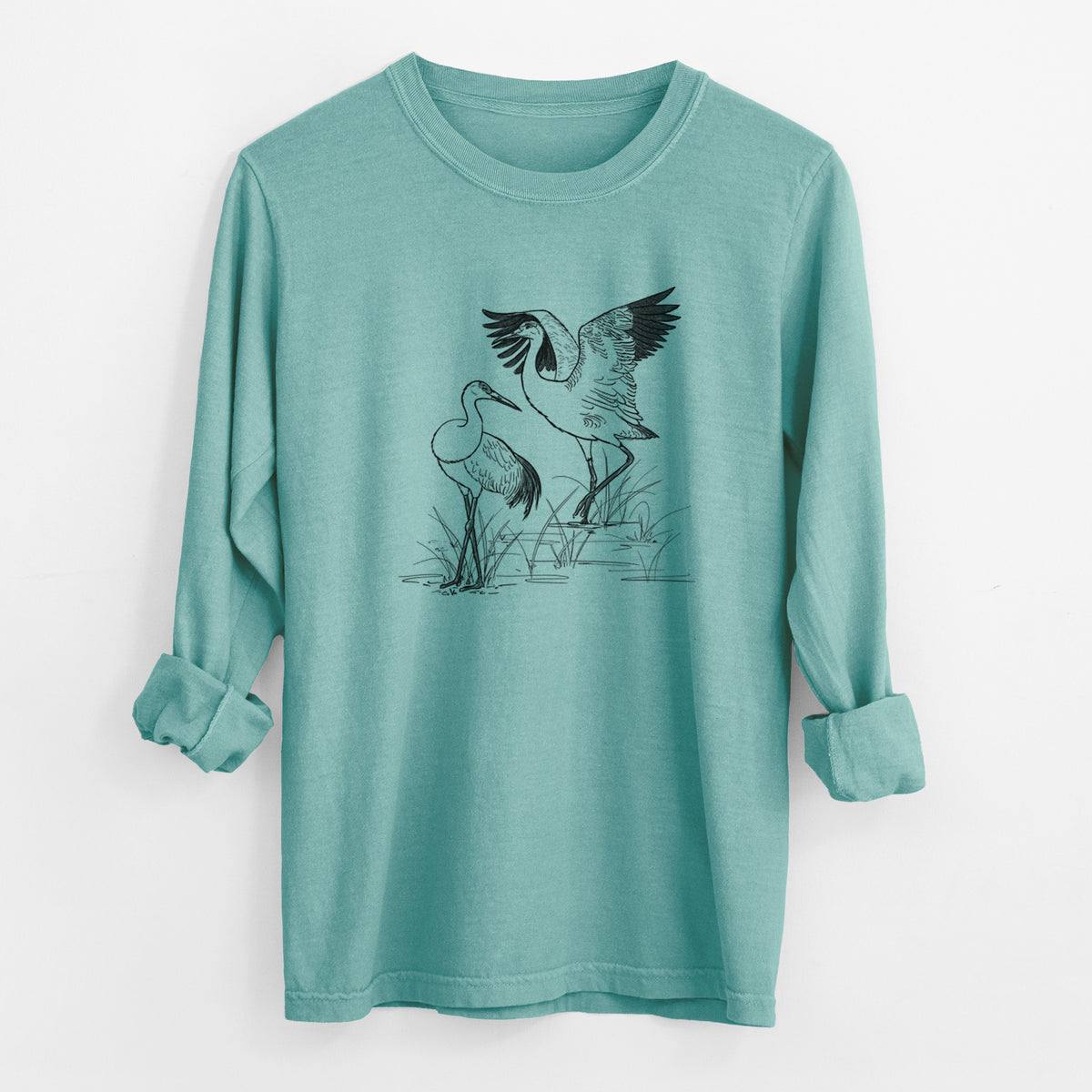 Sandhills Cranes - Grus canadensis - Unisex Comfort Colors 100% Cotton Long Sleeve
