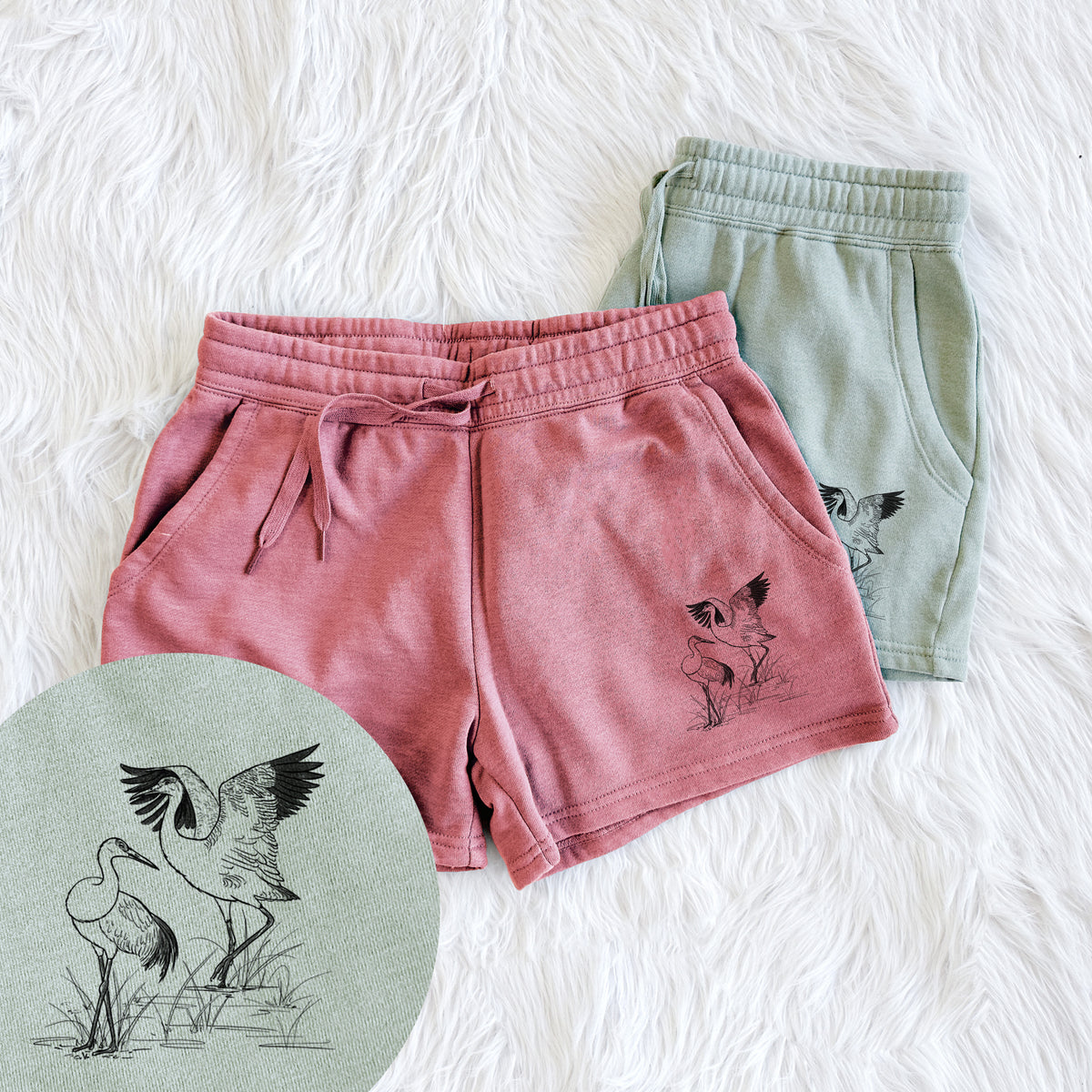 Sandhill Cranes - Grus canadensis - Women&#39;s Cali Wave Shorts