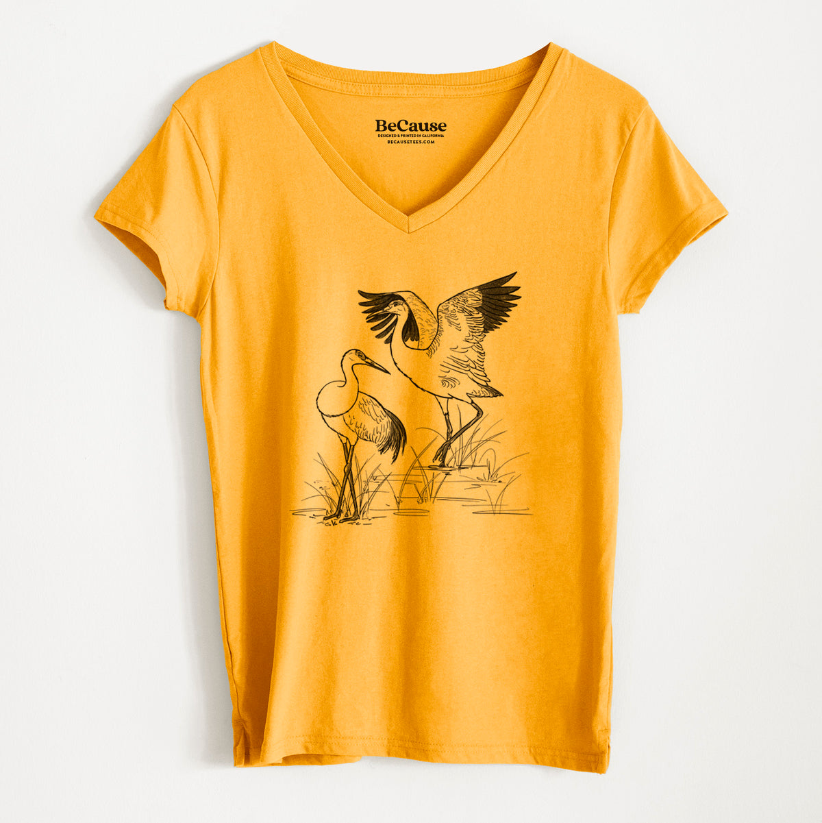 Sandhill Cranes - Grus canadensis - Women&#39;s 100% Recycled V-neck